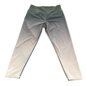 Kinesis Womens XL Ombre Gradient Leggings Grey White High Waisted Activewear